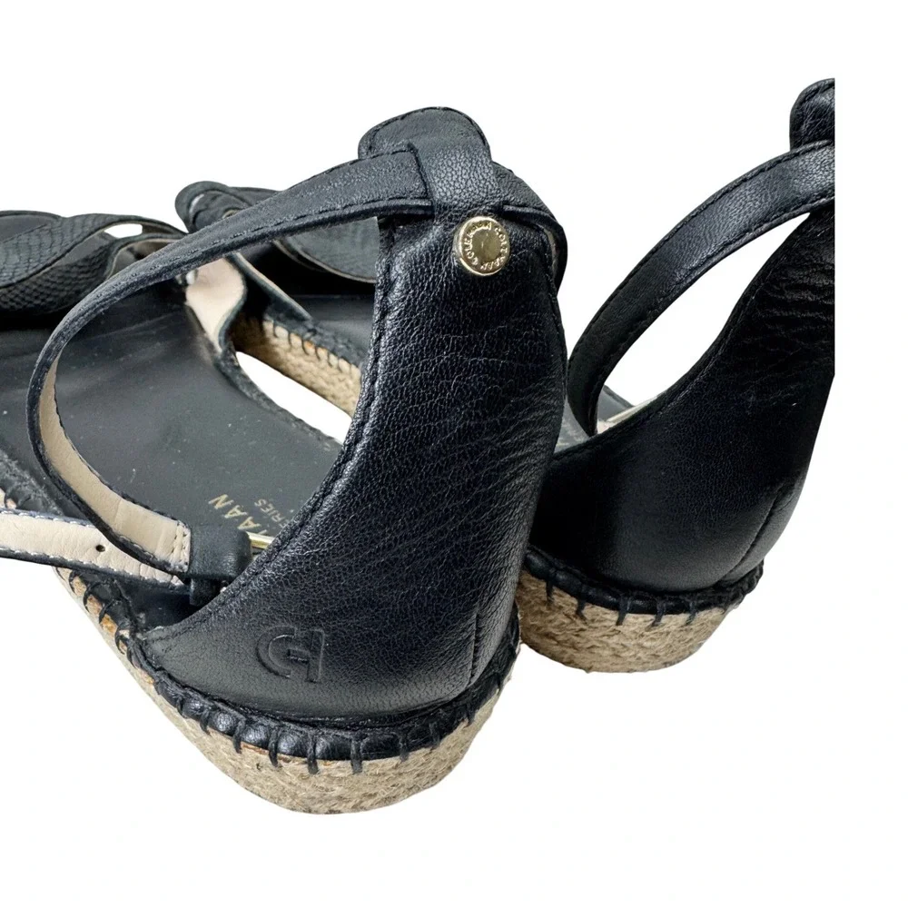 Cole‎ Haan Pinch Maine Cloudfeel Espadrille Flat Sandals Women 10.5 Black Casual
